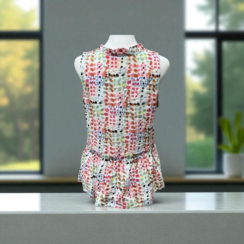 Anthropologie TMHL Sleeveless Peplum Dotted Tank in Multicolor Women’s Size S - Picture 6 of 10
